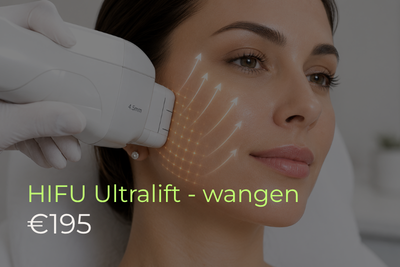 Illustratie en prijs van een wangen HIFU behandeling bij GLIZZ