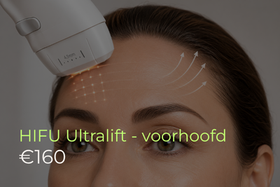 Illustratie en prijs van een voorhoofd HIFU behandeling bij GLizz